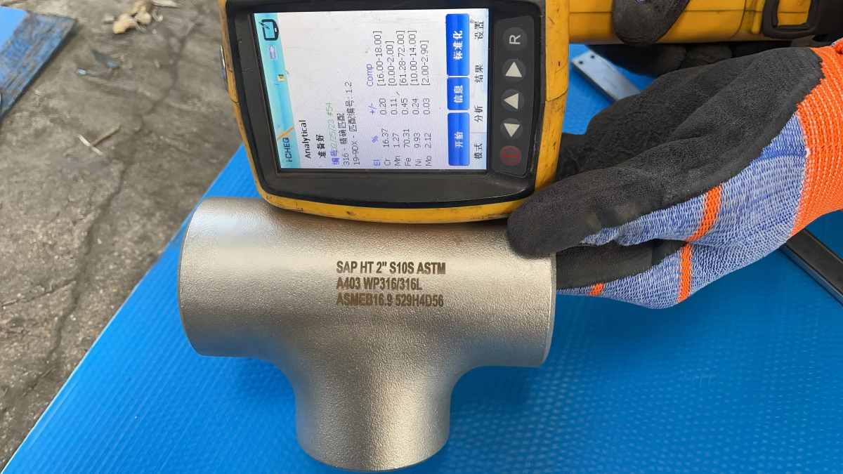 PMI TEST FOR HT 2INCH SCH10S ASTM A403 WP316 TEE